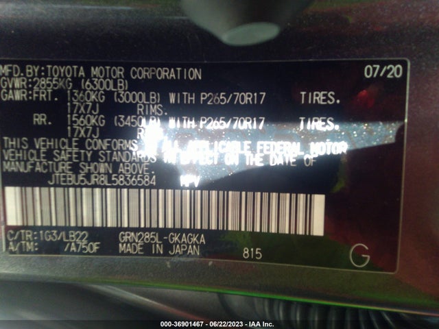 Toyota 4RUNNER SR5 2020 JTEBU5JR8L5836584 Image 16