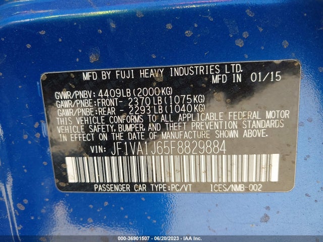 JF1VA1J65F8829884 Subaru Wrx Limited