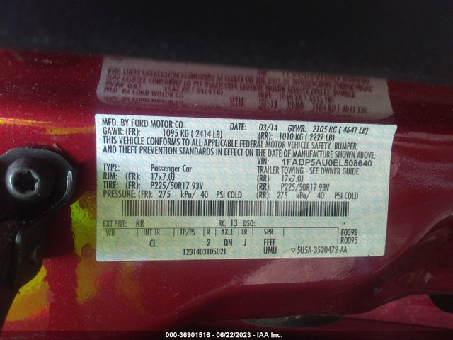 2014 FORD C-MAX HYBRID SE VIN: 1FADP5AU0EL508640