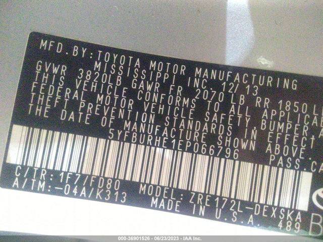 Toyota Corolla L/le/s/s Plus/le Plus 2014 5YFBURHE1EP066796 Image 9