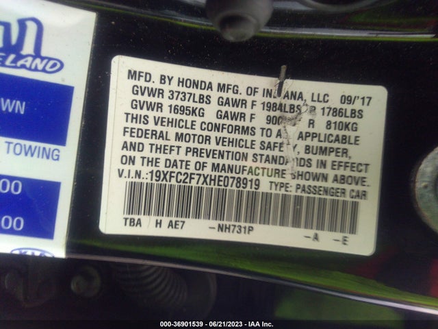 Honda Civic Sedan Ex 2017 19XFC2F7XHE078919 Image 9