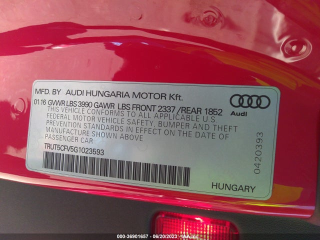 2016 Audi TT, VIN: TRUT5CFV5G1023593