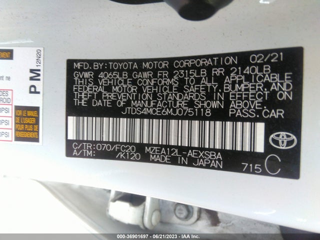 2021 TOYOTA COROLLA SE/NIGHTSHADE/APEX SE VIN: JTDS4MCE6MJ075118