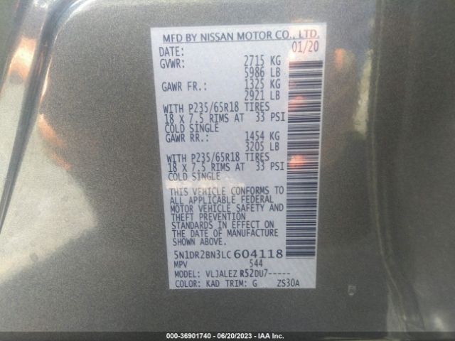 5N1DR2BN3LC604118 Nissan Pathfinder Sv