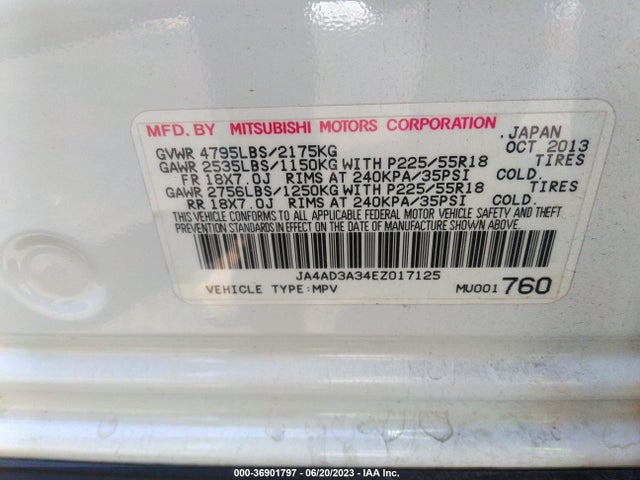 JA4AD3A34EZ017125 Mitsubishi Outlander Se