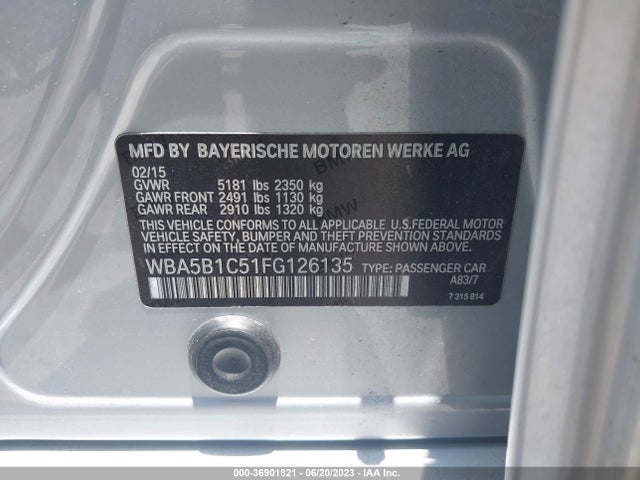 WBA5B1C51FG126135 BMW 5 Series 535i