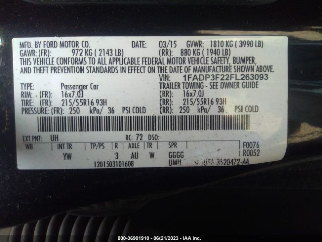 1FADP3F22FL263093 Ford FOCUS SE