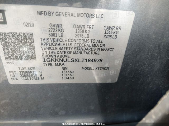 1GKKNULSXLZ184978 GMC ACADIA SLT