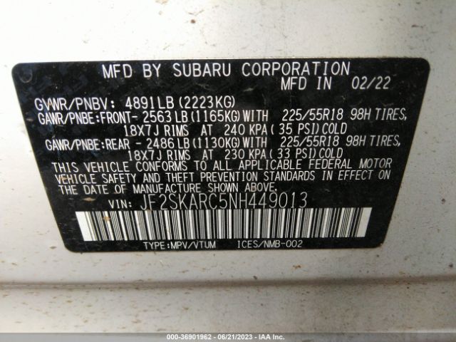 JF2SKARC5NH449013 Subaru Forester Touring