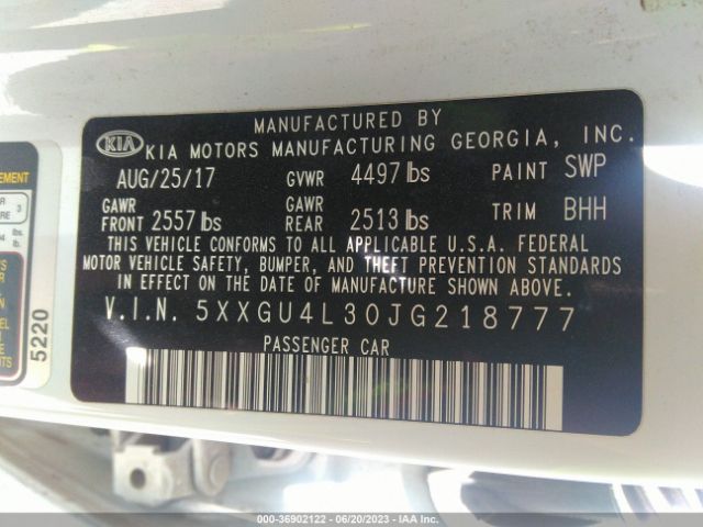 5XXGU4L30JG218777 KIA OPTIMA EX