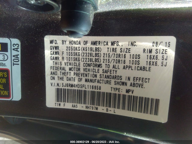 Honda CR-V LX 2015 5J6RM4H35FL116958 Image 9