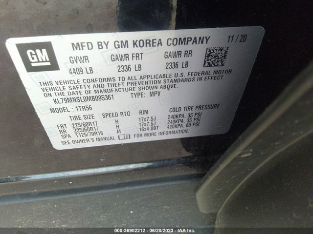 Chevrolet Trailblazer Awd Ls 2021 KL79MNSL0MB095361 Image 9