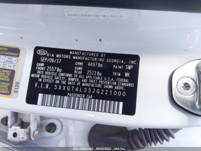 5XXGT4L33JG221000 KIA Optima Lx