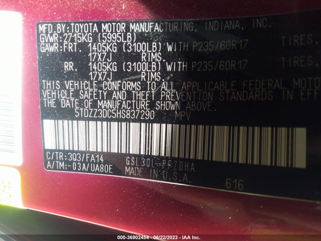 Toyota Sienna L 2017 5TDZZ3DC5HS837290 Image 15