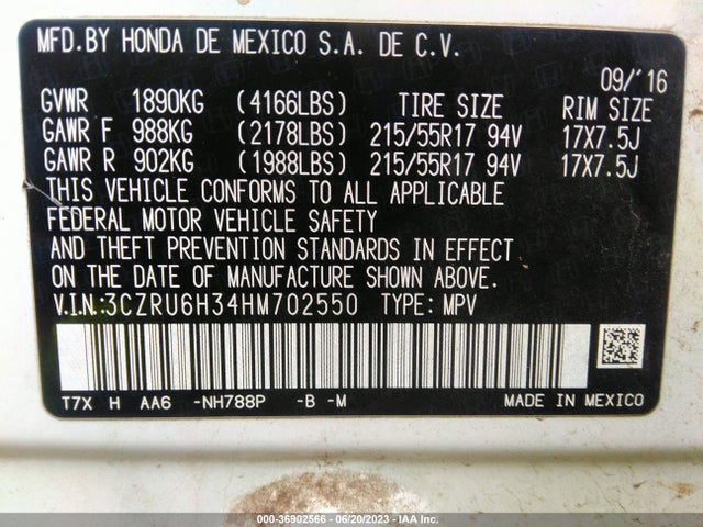 Honda HR-V LX 2017 3CZRU6H34HM702550 Image 15