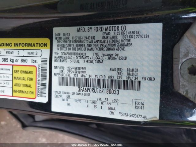 3FA6P0RU1ER180033 Ford Fusion Titanium Hybrid