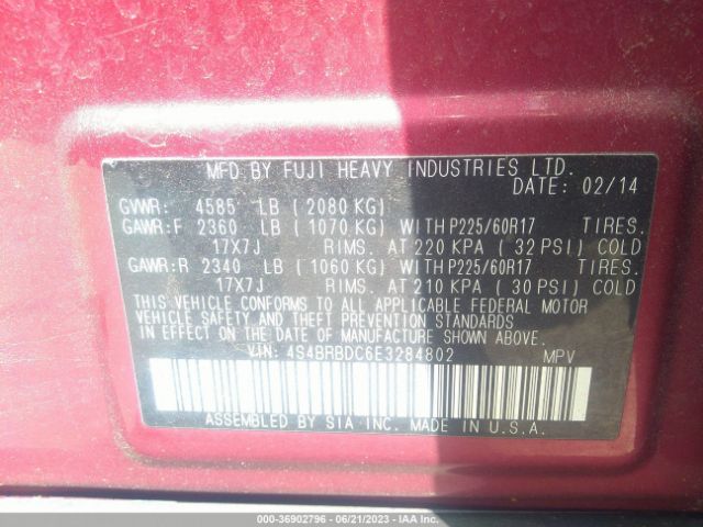 4S4BRBDC6E3284802 Subaru Outback 2.5i Premium