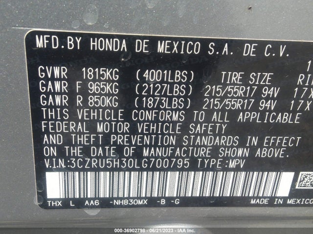 Honda HR-V LX 2020 3CZRU5H30LG700795 Image 9