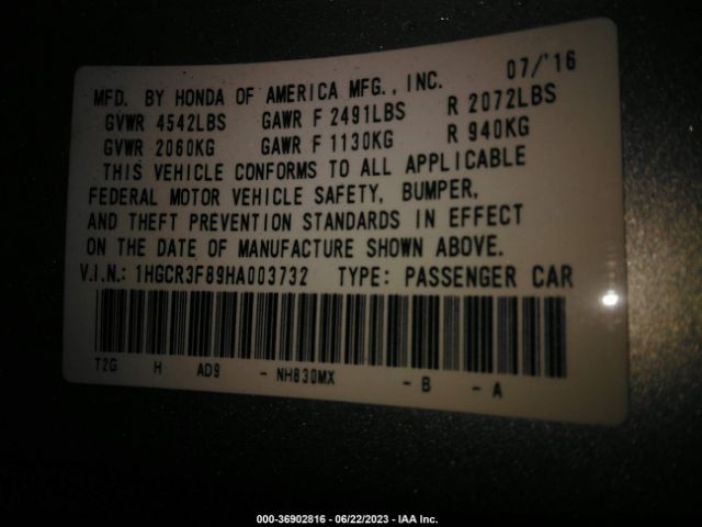 1HGCR3F89HA003732 Honda Accord Sedan Ex-l V6