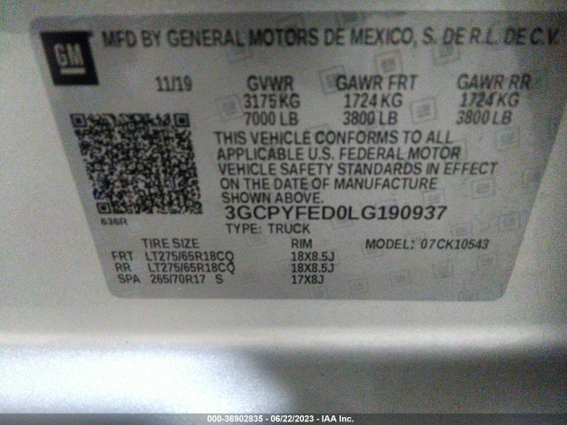Chevrolet Silverado 1500 Lt Trail Boss 2020 3GCPYFED0LG190937 Image 9