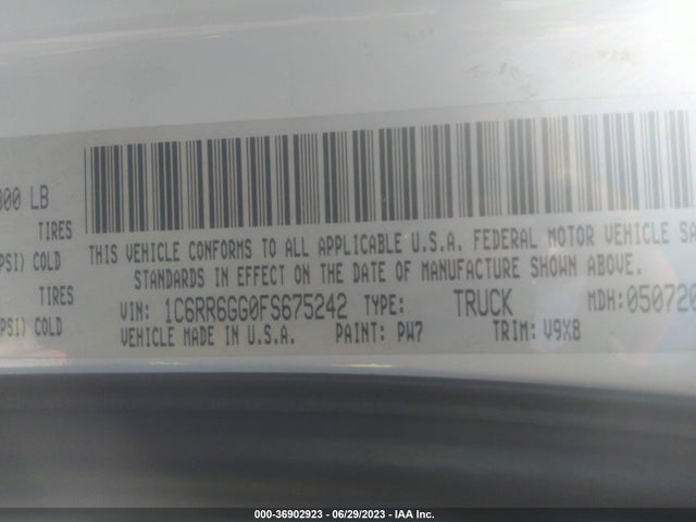 RAM 1500 Slt 2015 1C6RR6GG0FS675242 Image 9