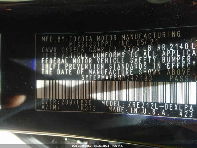 Toyota COROLLA LE 2021 5YFEPMAE8MP247183 Image 15