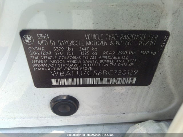 2011 BMW 5 SERIES 535I XDRIVE VIN: WBAFU7C56BC780129
