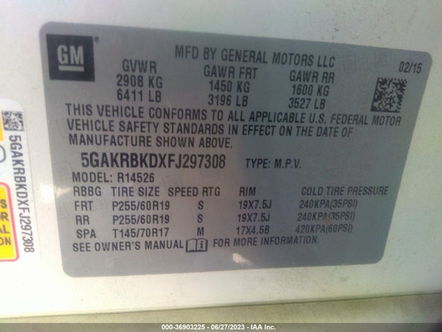 5GAKRBKDXFJ297308 Buick Enclave Leather