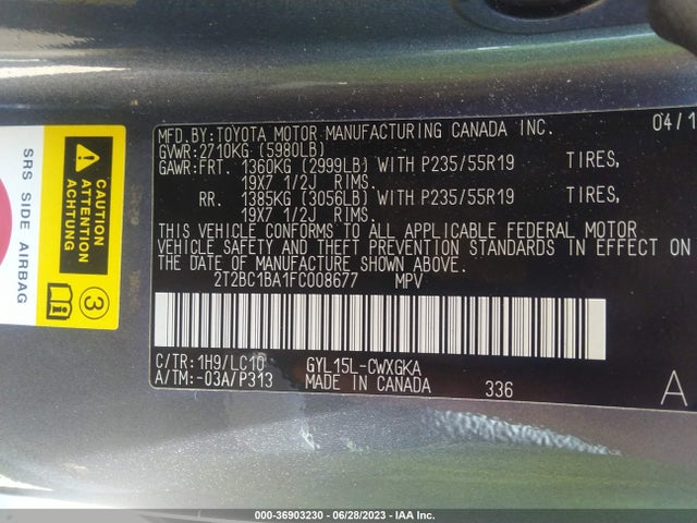 2T2BC1BA1FC008677 Lexus RX 450H