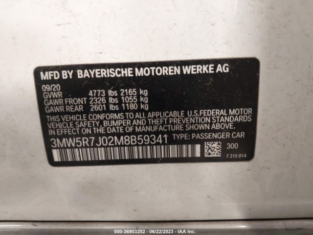 3MW5R7J02M8B59341 BMW 3 Series 330i Xdrive