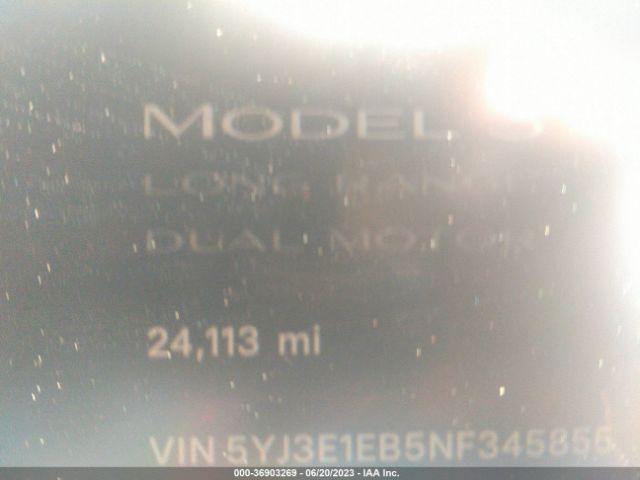 5YJ3E1EB5NF345855 Tesla Model 3 Long Range