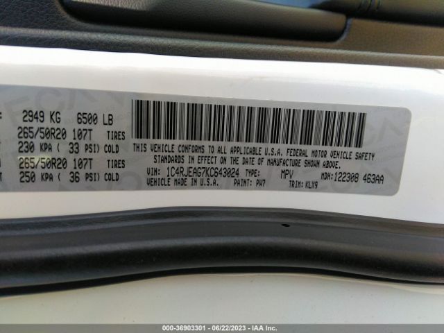 1C4RJEAG7KC643024 Jeep Grand Cherokee Altitude