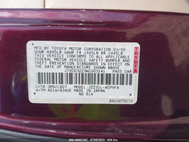 1998 LEXUS SC 300 JT8CD32Z9W1003141 Photo 8