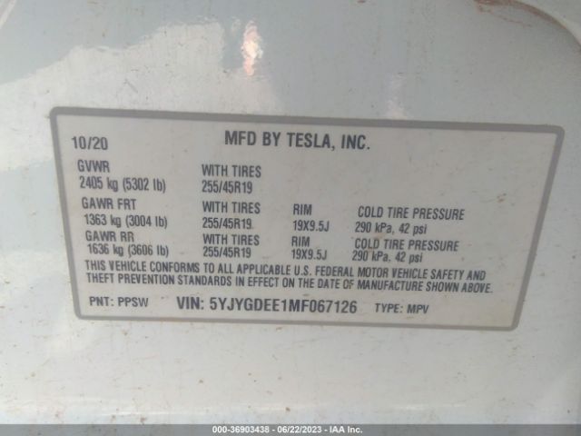5YJYGDEE1MF067126 Tesla Model Y Long Range