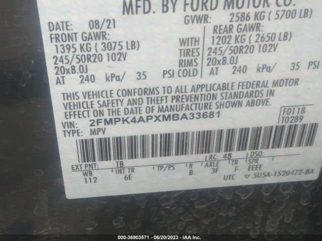 2FMPK4APXMBA33681 Ford EDGE ST