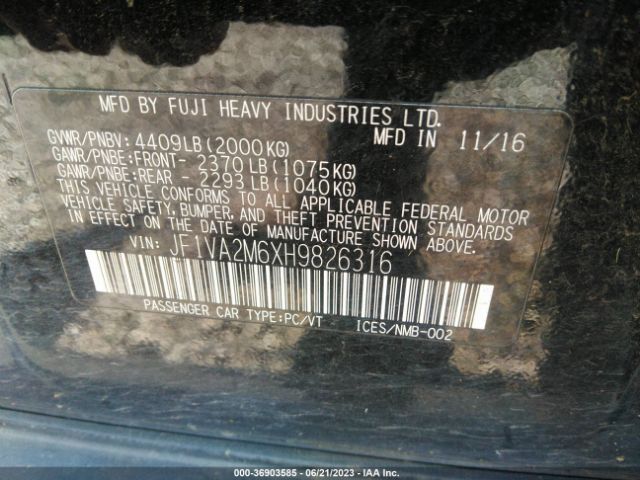 JF1VA2M6XH9826316 Subaru Wrx Sti