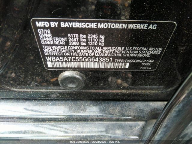 WBA5A7C55GG643851 BMW 5 Series 528i Xdrive