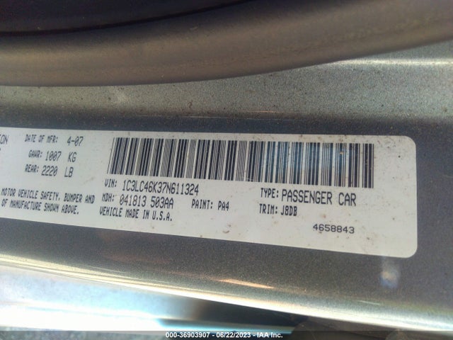2007 CHRYSLER SEBRING SDN VIN: 1C3LC46K37N611324