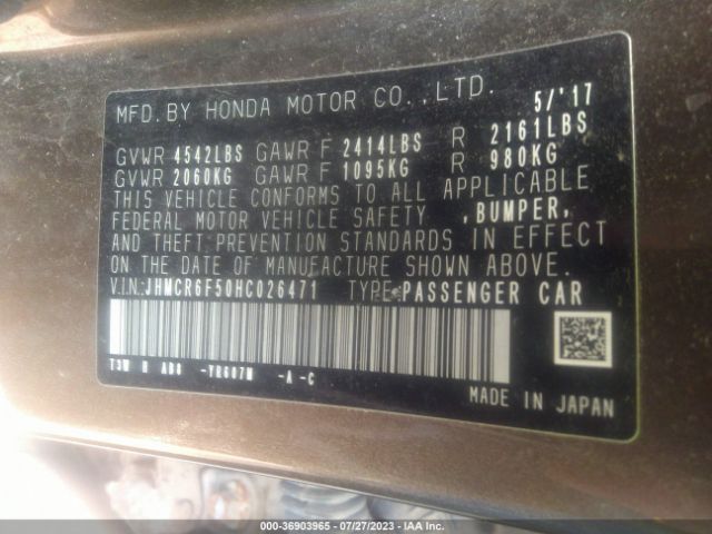JHMCR6F50HC026471 Honda Accord Hybrid Ex-l