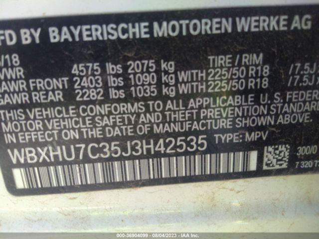 WBXHU7C35J3H42535 BMW X1 Sdrive28i