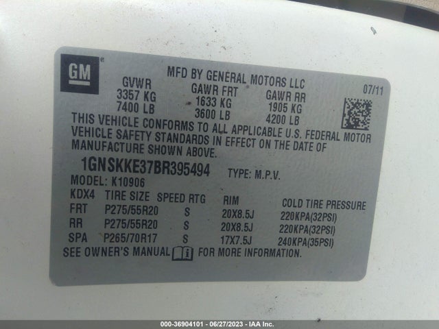 2011 CHEVROLET SUBURBAN 1GNSKKE37BR395494 Photo 8