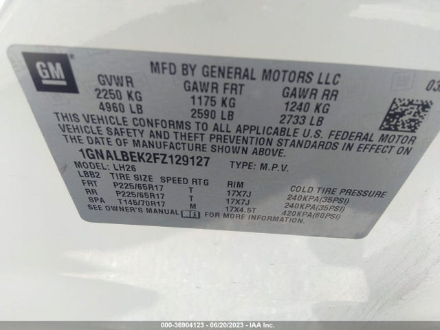 Chevrolet EQUINOX LT 2015 1GNALBEK2FZ129127 Image 16