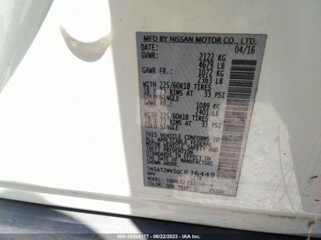 5N1AT2MV3GC836449 Nissan Rogue Sl