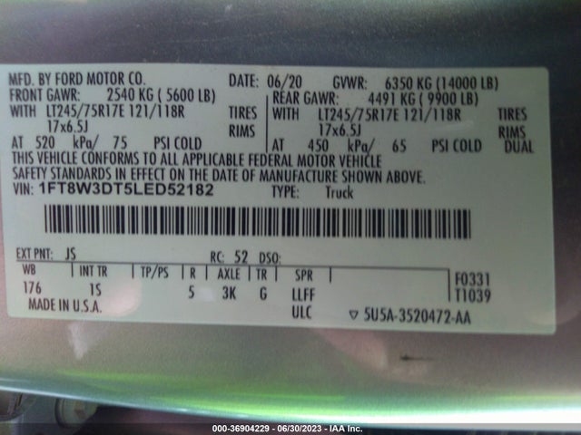 2020 FORD SUPER DUTY F-350 DRW 1FT8W3DT5LED52182 Photo 8