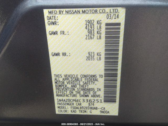 1N4AZ0CP6EC336251 Nissan LEAF S