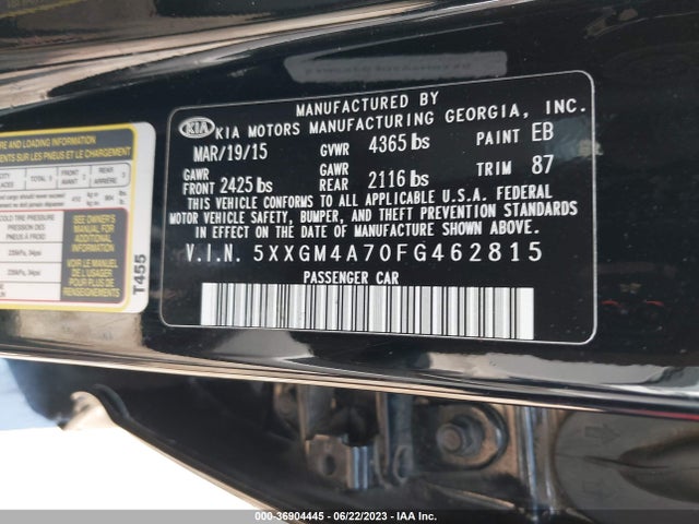 KIA Optima Lx 2015 5XXGM4A70FG462815 Image 15