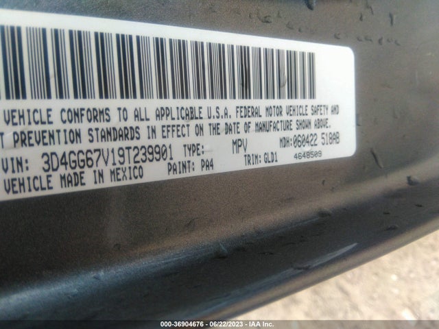 2009 DODGE JOURNEY R/T VIN: 3D4GG67V19T239901