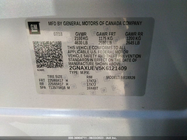 Chevrolet EQUINOX LT 2019 2GNAXUEV5K6121409 Image 15