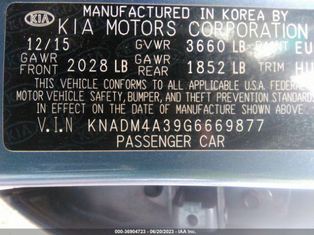 KNADM4A39G6669877 KIA RIO LX