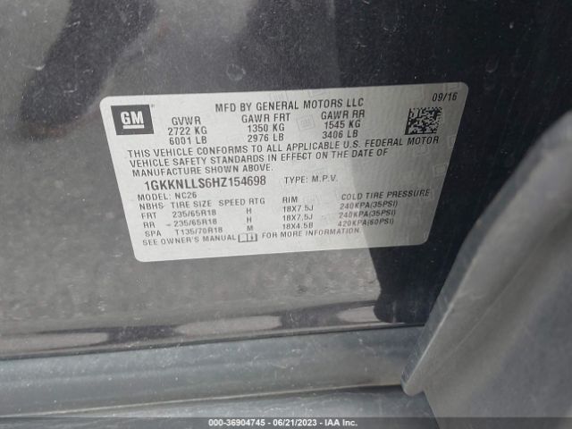 1GKKNLLS6HZ154698 GMC ACADIA SLE